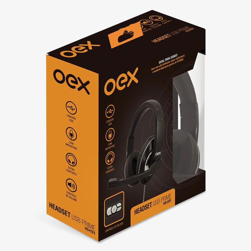 Imagem 3 de 5 do produto Headset Oex Hs-201, 40mm, USB, Compatibilidade PC, Preto