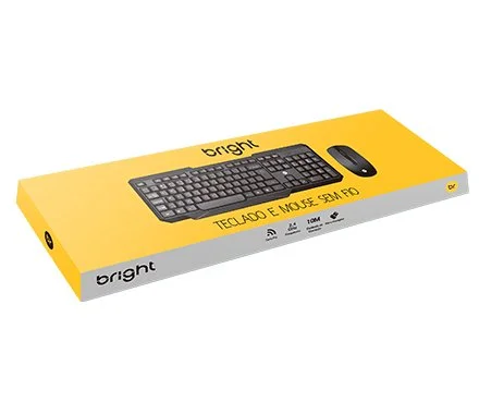 Imagem 2 de 5 do produto Teclado e Mouse Bright Slim, USB, sem Fio, 2.4Ghz - 0055