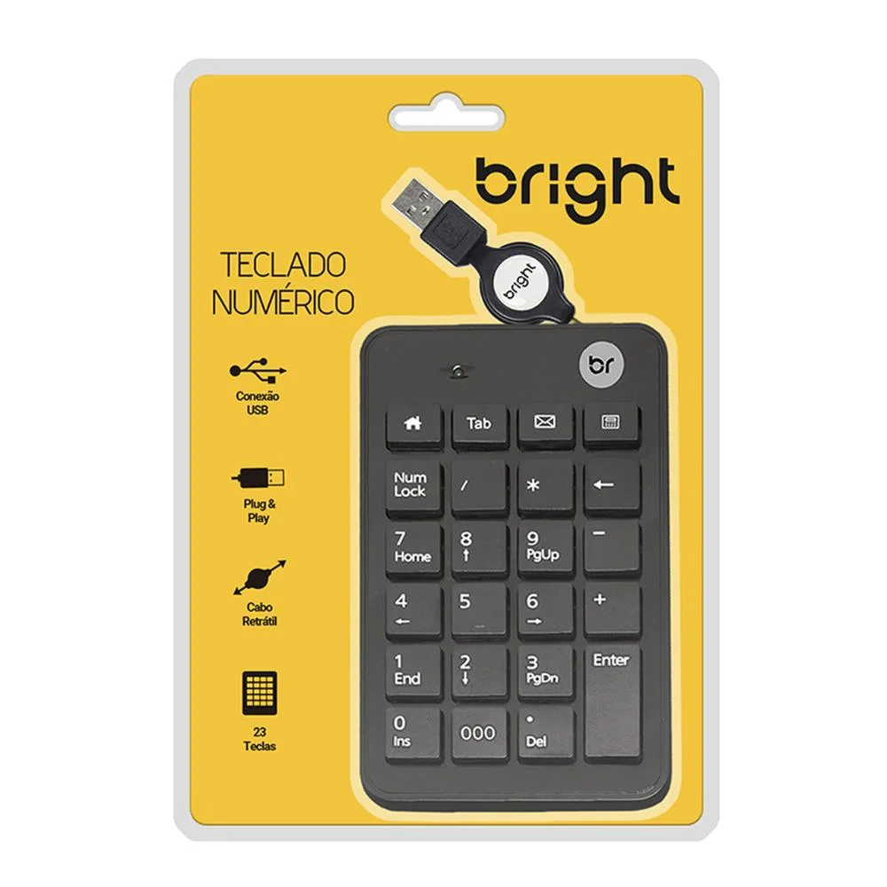 Imagem 3 de 5 do produto Teclado Bright USB, 23 Teclas Numéricas, Retrátil