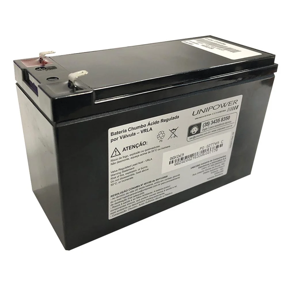 Imagem 3 de 5 do produto Bateria Selada Unipower, Para Nobreak e Sistemas de Monitoramento E Segurança, 12V, 7.0Ah, Preto - UP1270SEG