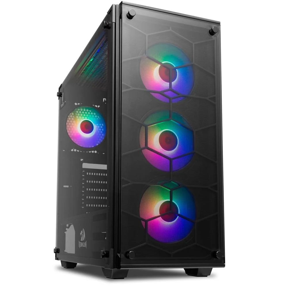 Imagem 2 de 3 do produto Gabinete Gamer Redragon Wheel Jack, Mid Tower, RGB, com FAN, Lateral e Frontal em Vidro - GC-606BK-RGB