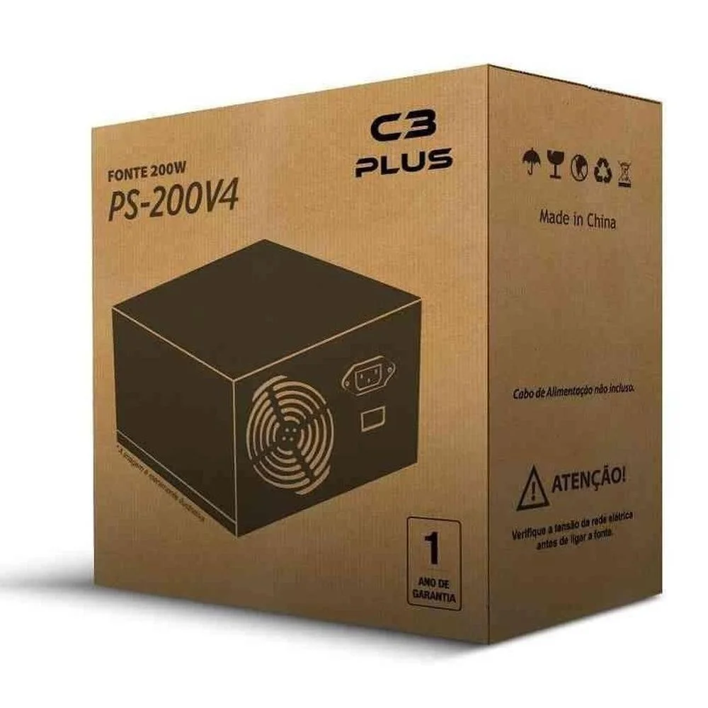 Imagem 2 de 2 do produto Fonte C3Tech ATX, 200W, Sem Cabo, PS-200V4