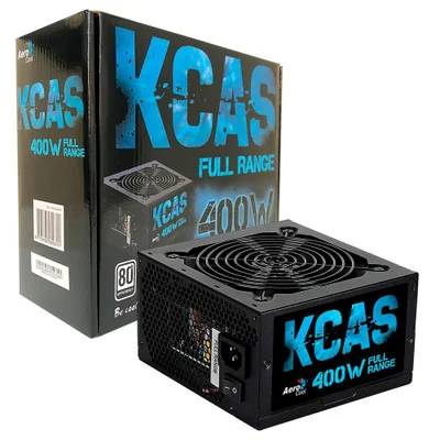 Fonte Aerocool Gamer, 400W, 80 Plus, PFC Ativo, White Full Range, KCAS