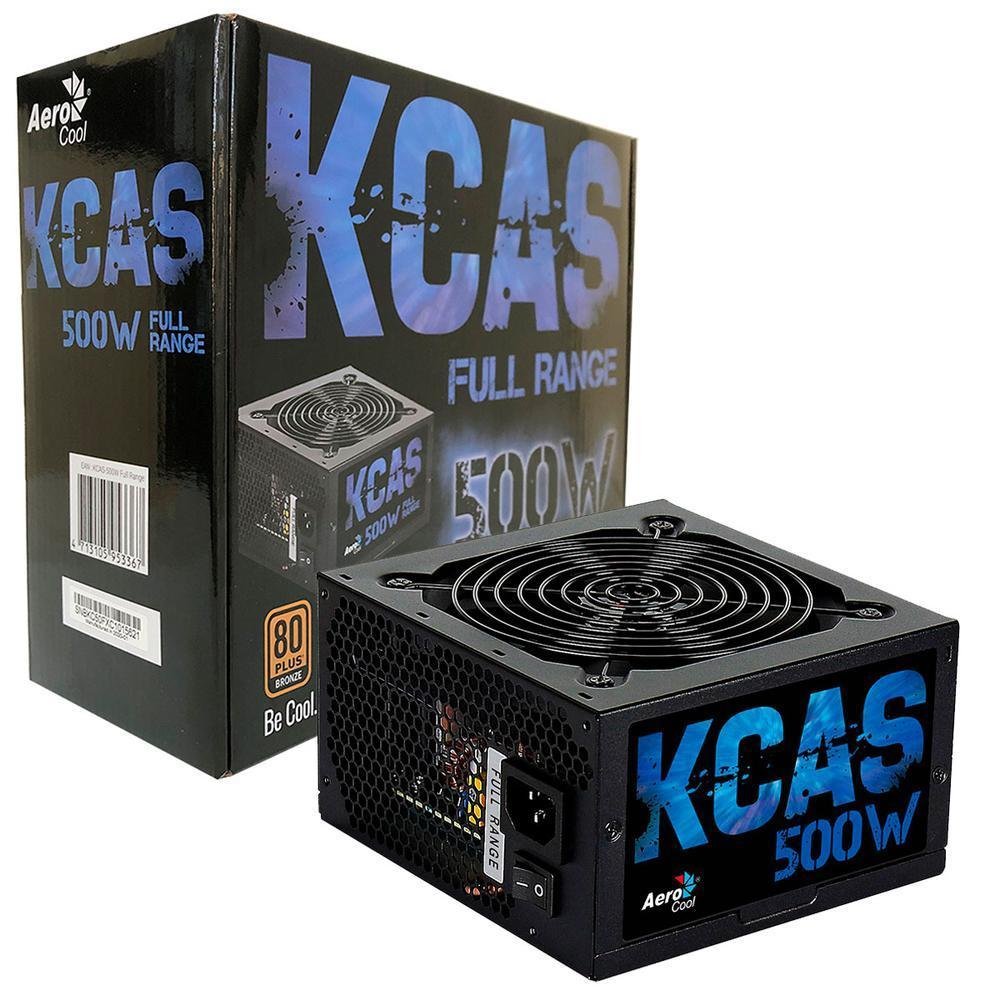 Fonte Aerocool Kcas, 500W, 80 Plus Bronze, PFC Ativo, Bivolt, Sem cabo ...