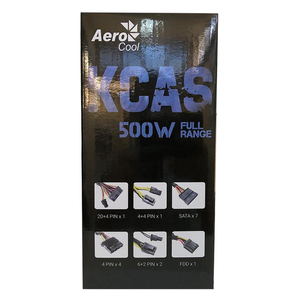 Imagem 2 de 5 do produto Fonte Aerocool Gamer, 500W, 80 Plus Bronze, PFC Ativo, Full Range, KCAS