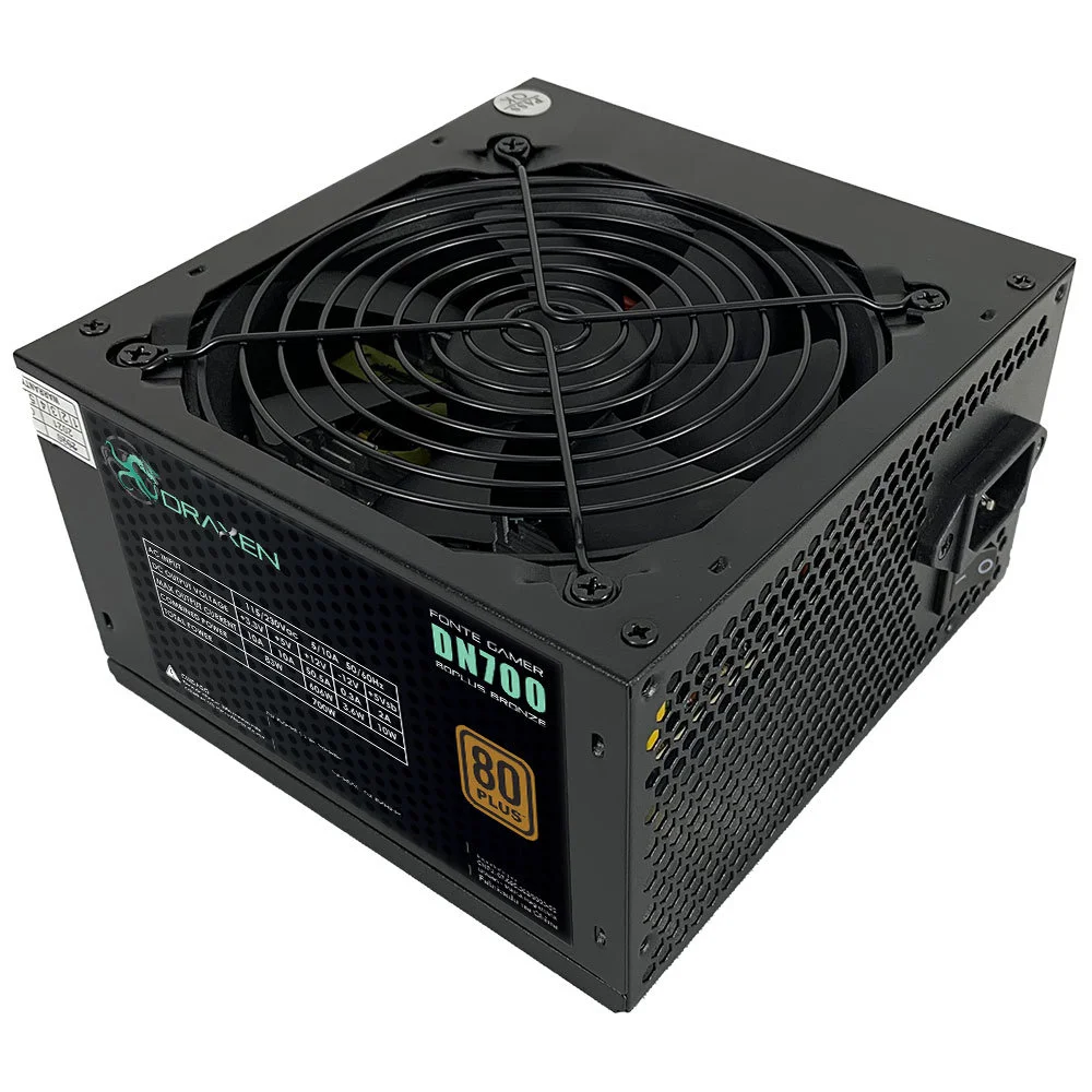 Imagem 2 de 3 do produto Fonte Draxen Gamer ATX, 700W, 80 Plus Bronze, PFC Ativo - DN700/BRONZE