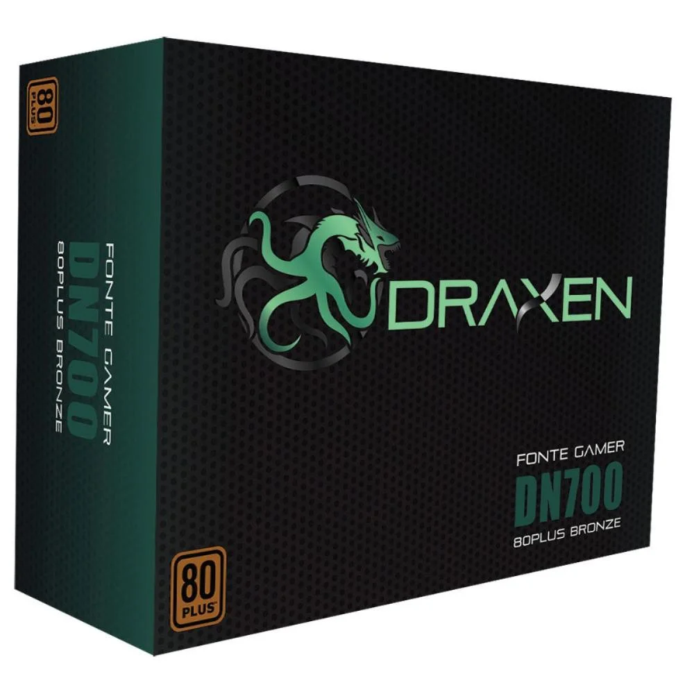 Imagem 3 de 3 do produto Fonte Draxen Gamer ATX, 700W, 80 Plus Bronze, PFC Ativo - DN700/BRONZE