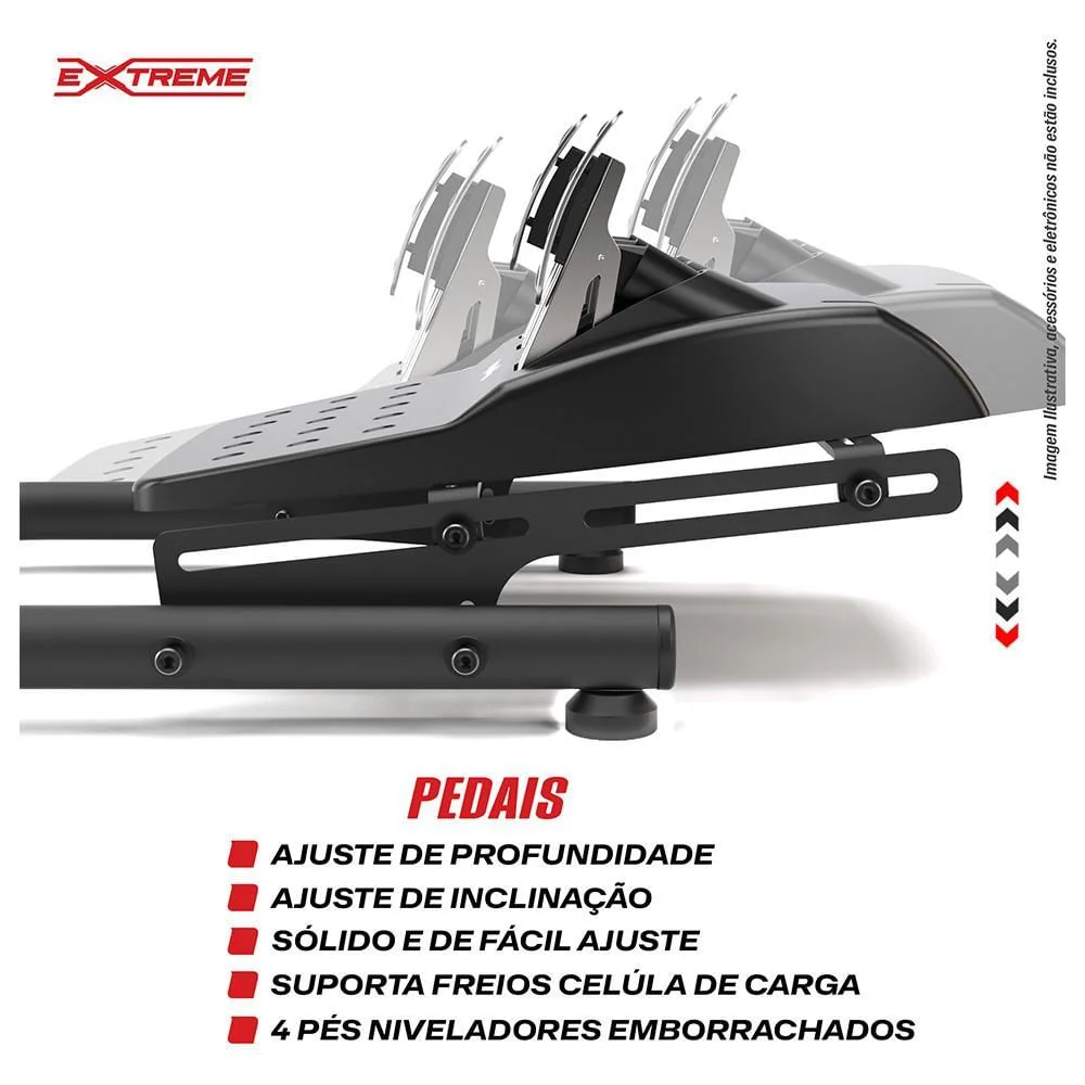 Imagem 2 de 5 do produto Suporte Para Volante Extreme Simracing SPRO, Preto, Logitech G27, G29, G920, G923, Fanatec, Thrustmaster, Simagic