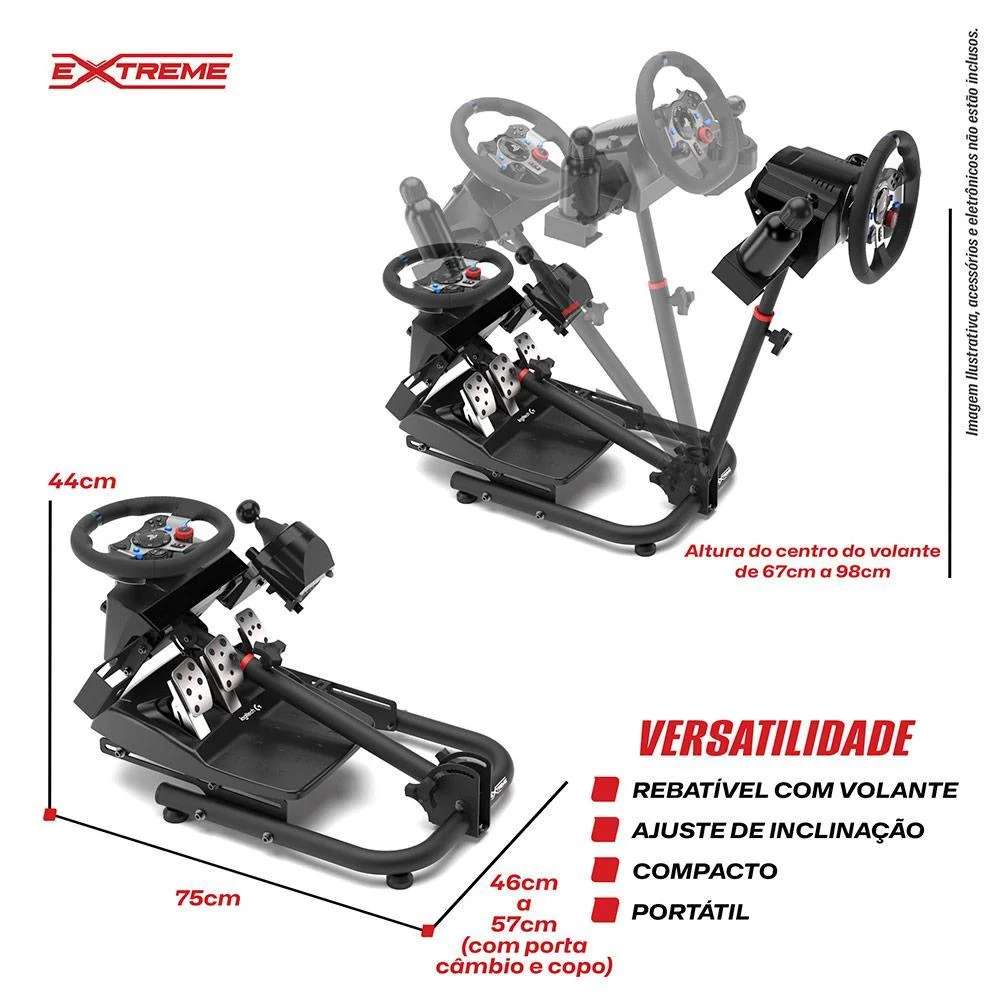 Imagem 4 de 5 do produto Suporte Para Volante Extreme Simracing SPRO, Preto, Logitech G27, G29, G920, G923, Fanatec, Thrustmaster, Simagic