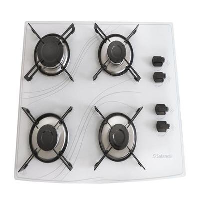 O Cooktop Safenelli vem com 4 bocas, trempes individuais com borracha, é de fácil instalação, com angulação e encaixe perfeito na mesa, garantindo mai