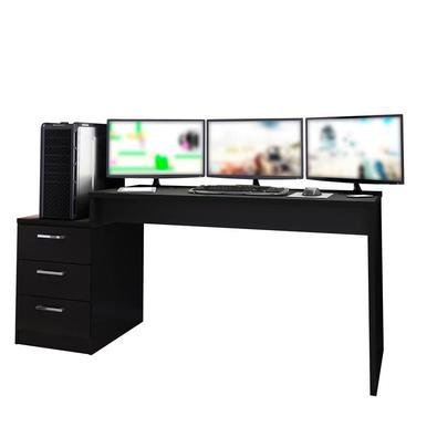 Mesa Gamer PlayerXtreme PRO Preto Texturizado - Gran Belo é um modelo super moderno e versátil, se adaptando ao ambiente já que na montagem você pode