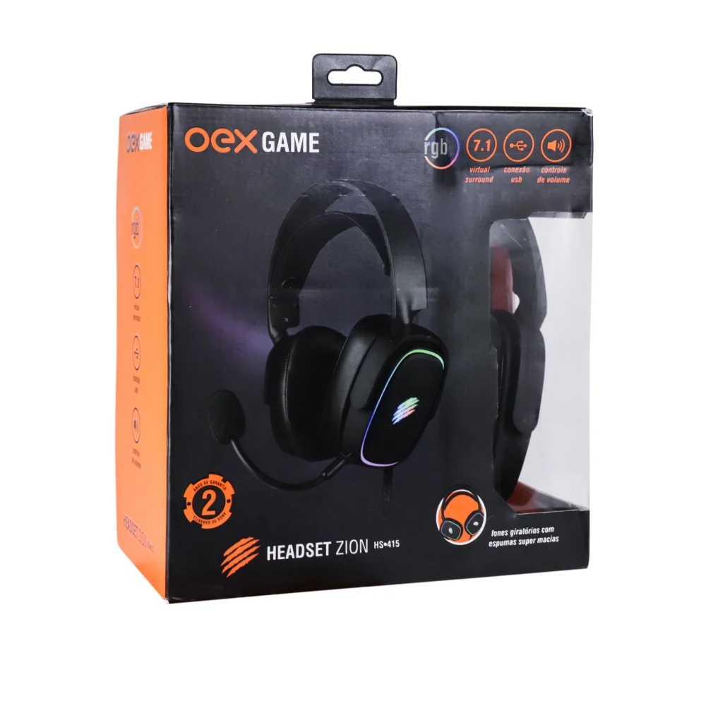 Choi Headset Gamer Oex Zyon HS415 RGB LED USB Preto