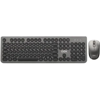 Kit Teclado e Mouse sem Fio Oex, 1600 DPI, Teclas Redondas, Chumbo POP - TM410.