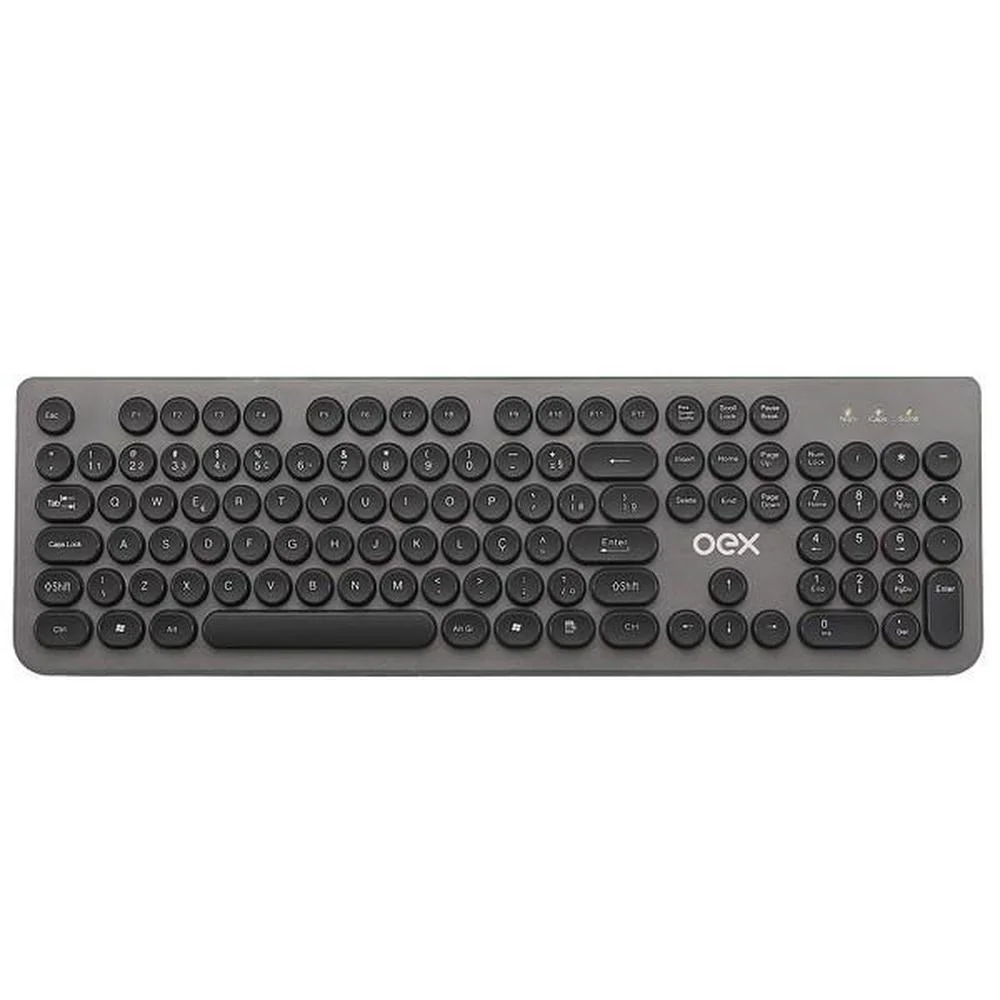 Imagem 2 de 4 do produto Kit Teclado e Mouse sem Fio Oex, 1600 DPI, Teclas Redondas, Chumbo POP - TM410.