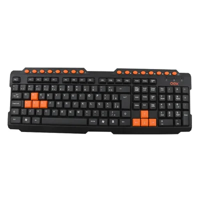 Teclado Multimídia Gamer USB Action, Preto E Laranja, OEX - TC200