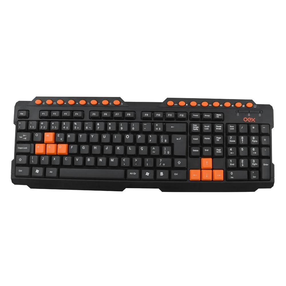 Teclado Multimídia Gamer USB Action, Preto E Laranja, OEX - TC200 Teclado Multimídia Gamer USB Action, Preto E Laranja, OEX - TC200