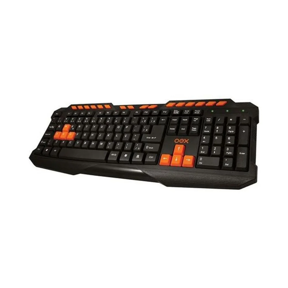 Teclado Multimídia Gamer USB Action, Preto E Laranja, OEX - TC200 Teclado Multimídia Gamer USB Action, Preto E Laranja, OEX - TC200