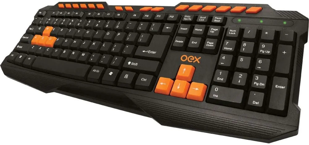 Teclado Multimídia Gamer USB Action, Preto E Laranja, OEX - TC200 Teclado Multimídia Gamer USB Action, Preto E Laranja, OEX - TC200