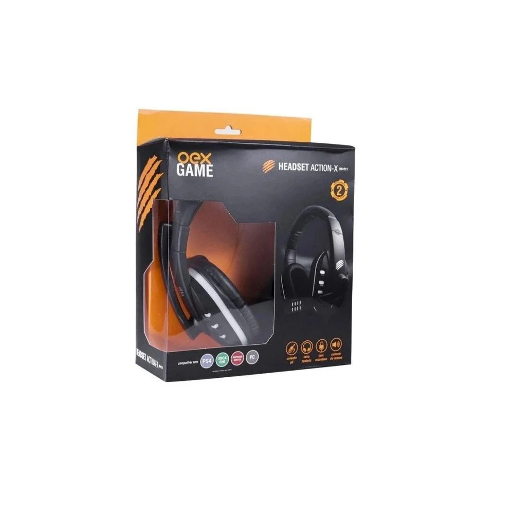 Headset Gamer Oex HS211 Action-X P3, para PS5, PS4, Xbox Series X|S, Xbox One, Multiplataforma