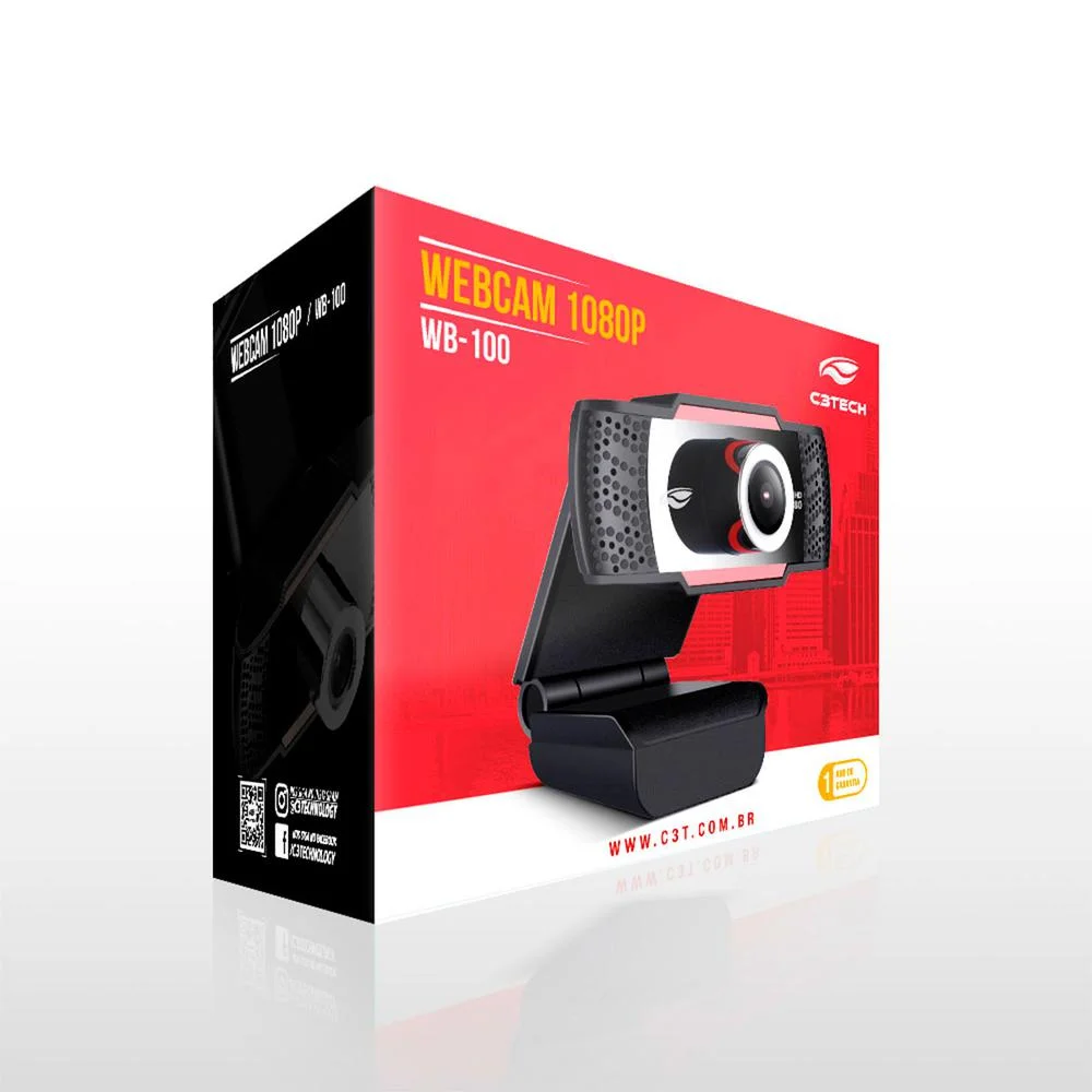 Imagem 2 de 5 do produto Webcam WB-100BK C3Tech 1080P, Full HD, USB2.0, 2MP, 30 FPS - 407040250100