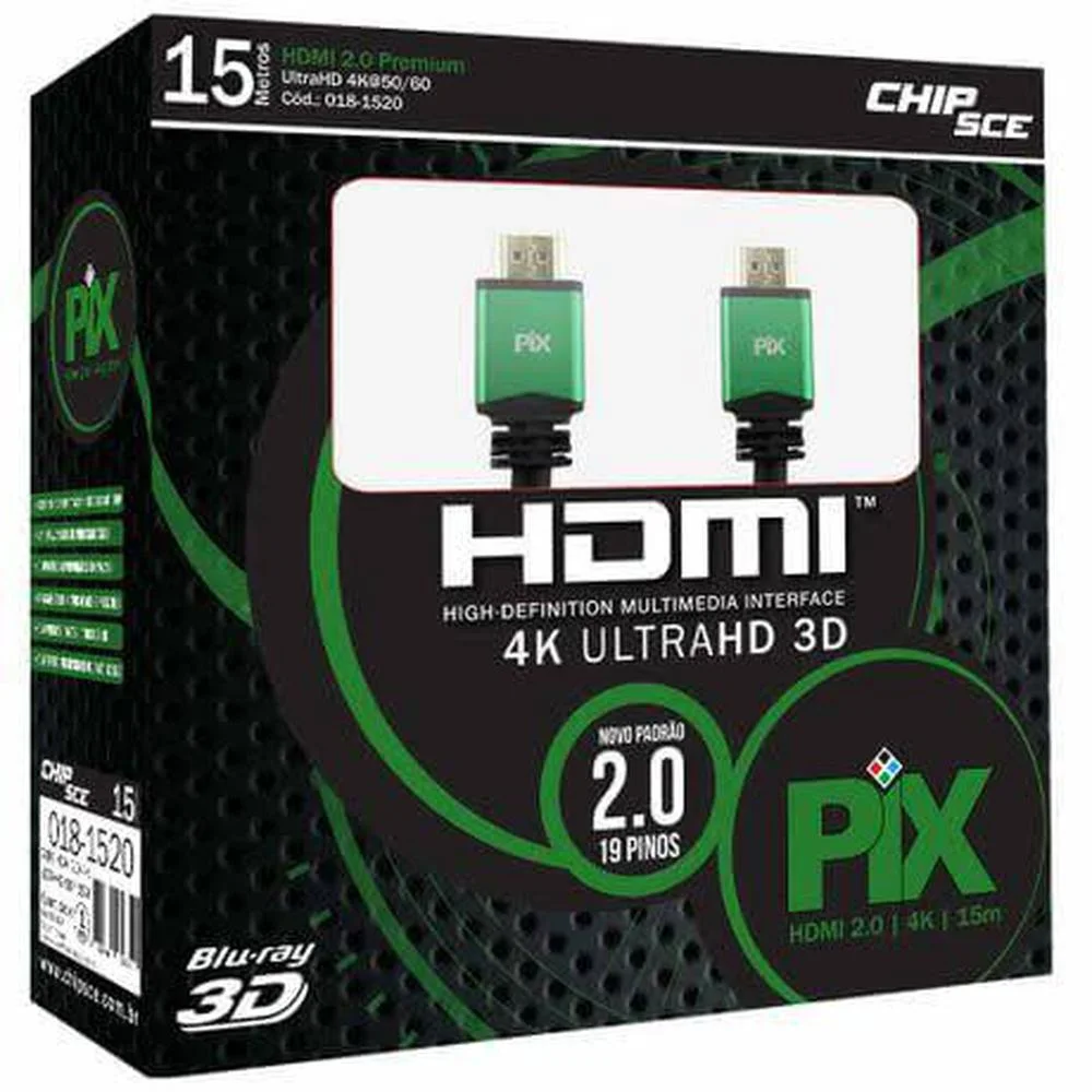 Cabo HDMI PIX 15m 20 4K HDR 19 Pinos KaBuM