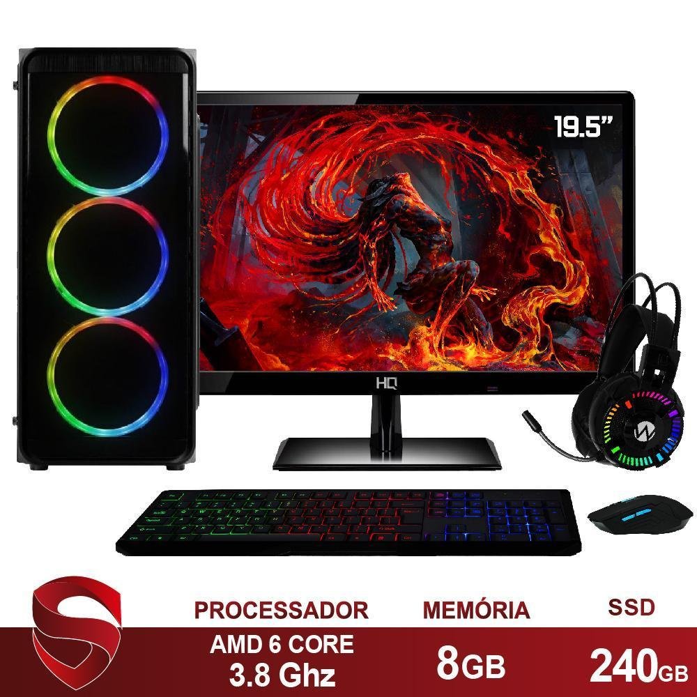Imagem 2 de 4 do produto PC Gamer Skill Gaming AMD A6 7480, 8GB, Radeon R5 2GB, SSD 240GB, Linux + Kit Gamer Skill + Monitor 19.5 polegada, LED, HDMI