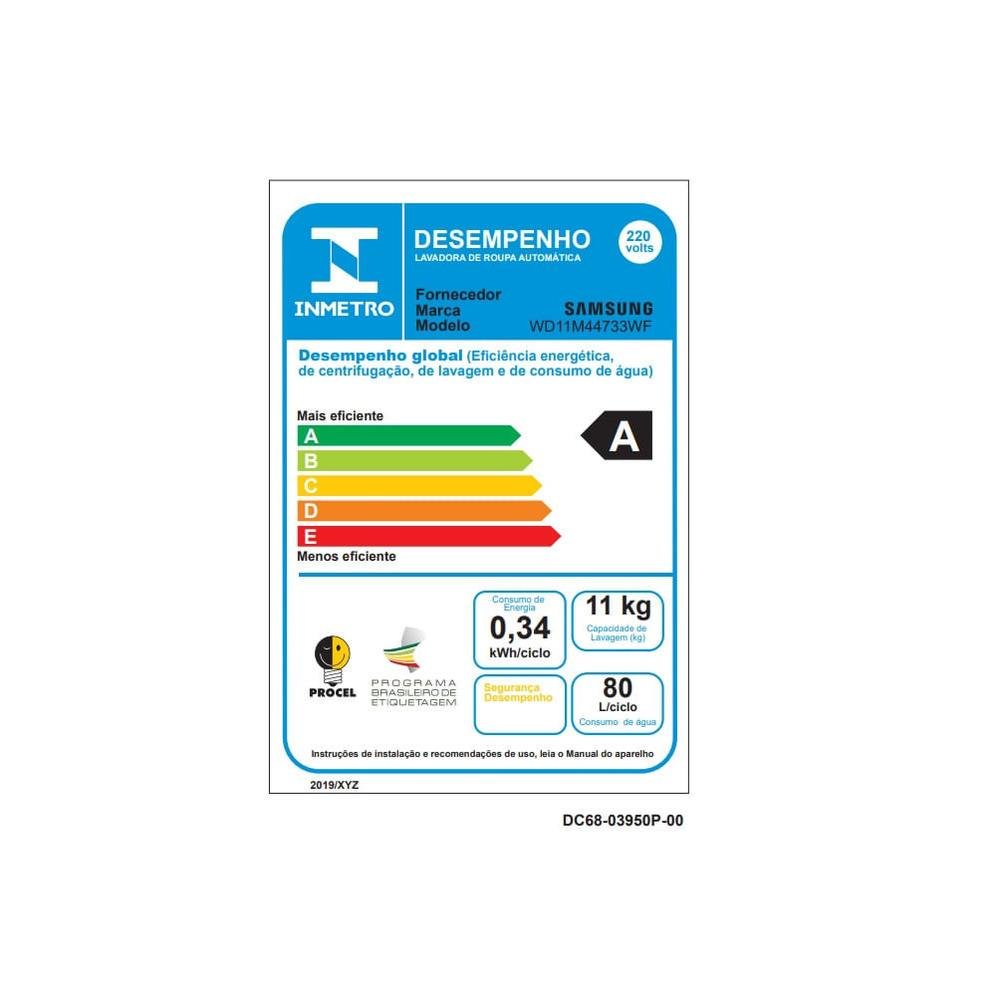 Imagem 2 de 5 do produto Lava E Seca Samsung, Com Lavagem A Seco, Branca, 11/7 Kg, 220V - Wd4000