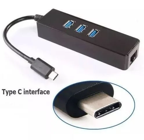 Imagem 3 de 5 do produto Cabo Adaptador F3, Tipo C, HUB 3 Portas USB 3.0, RJ45 - JC-TYC-R03
