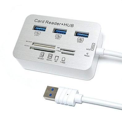 HUB USB 3.0 F3 com 3 Portas USB e Leitor de Cartão de Memória - JC-U-COMBO