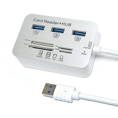 HUB USB 3.0 F3 com 3 Portas USB e Leitor de Cartão de Memória - JC-U-COMBO