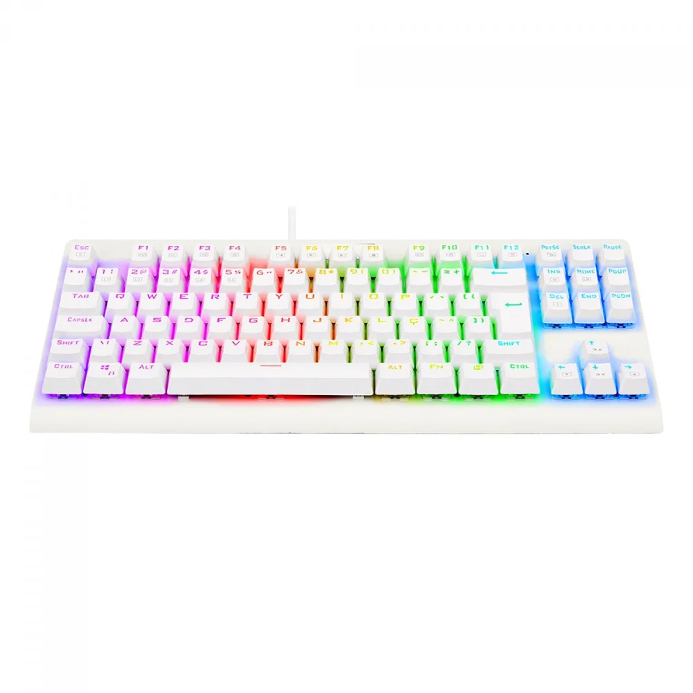 Imagem 2 de 5 do produto Teclado Mecânico Gamer Redragon Dark Avenger Branco Switch Outemu Blue RGB ABNT2 - K568W-RGB (BLUE)