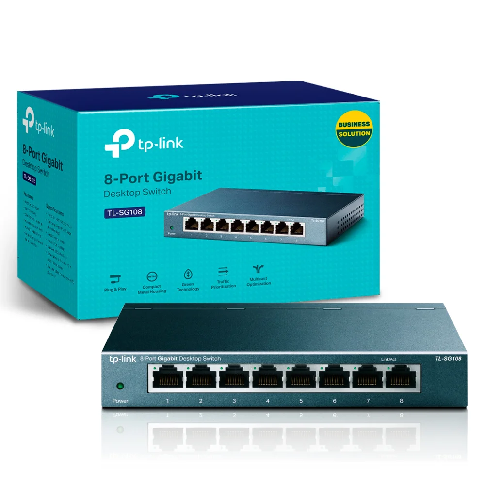 Switch TPLINK 101001000Mbps Gigabit 8Portas KaBuM