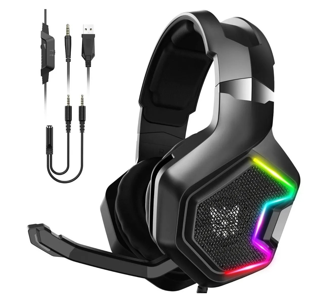 Headset Gamer Onikuma K10 Pro com Microfone, USB, P2, Compatível com PS4, Xbox-One, Celular e PC