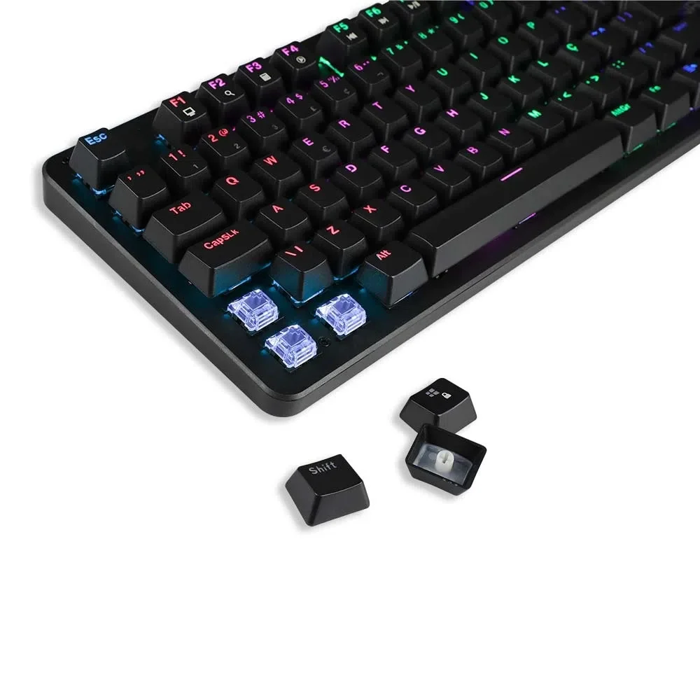 Imagem 2 de 5 do produto Teclado Mecânico Gamer Multi Warrior Dunky, LED Rainbow, Switch Outemu Blue, Anti-ghosting, ABNT2 - TC248
