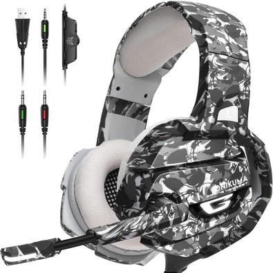 Headset Gamer Onikuma K5 com Microfone, Compatível com PS4, Xbox One e  Celular, Camuflado/Cinza | KaBuM!