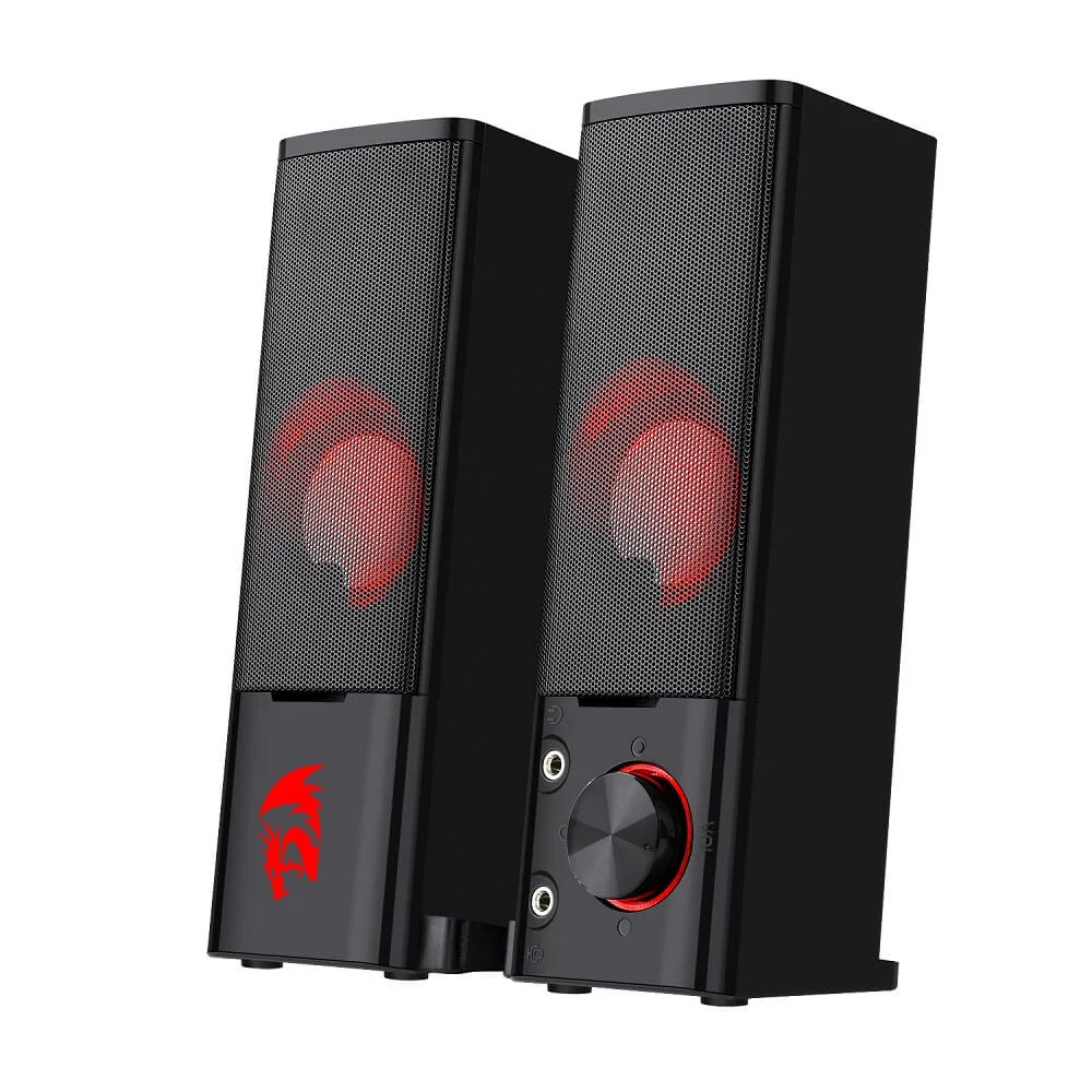 Imagem 2 de 5 do produto Caixa de Som Soundbar Gamer Redragon Orpheus Stereo 2.0, 2x3W, P2 + USB, Com Led, Preto E Vermelho - GS550