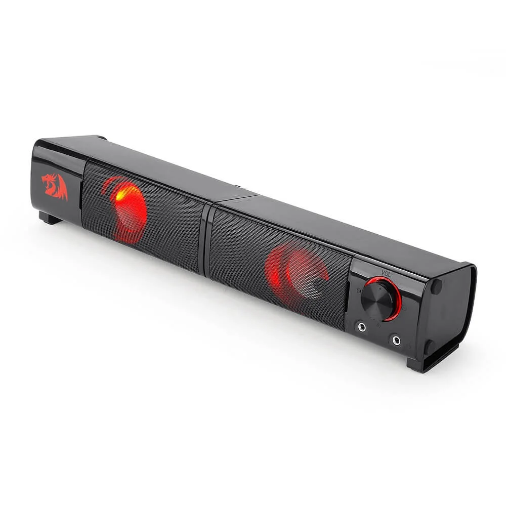 Imagem 5 de 5 do produto Caixa de Som Soundbar Gamer Redragon Orpheus Stereo 2.0, 2x3W, P2 + USB, Com Led, Preto E Vermelho - GS550