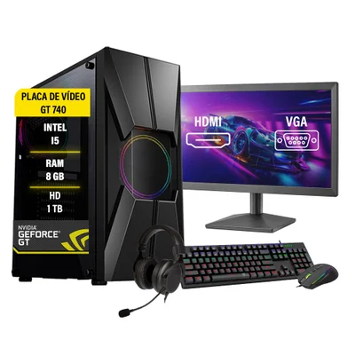Computador Gamer Completo Maximus, i5, 8GB, HD 1TB, GT 730 4GB, Windows 10, Wi-fi