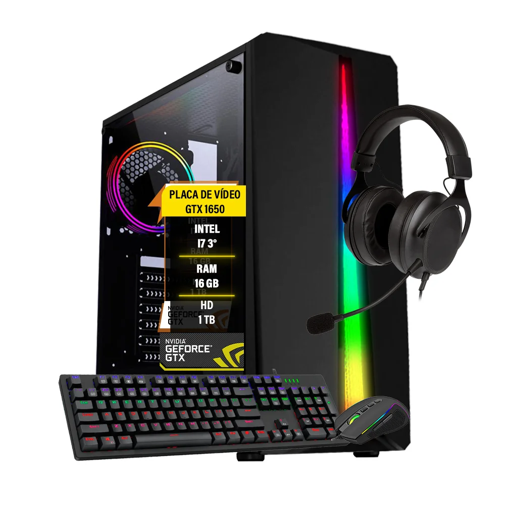 PC Gamer Bravus Core i7, GTX 1650, 16GB, HD 1TB, SSD 120GB