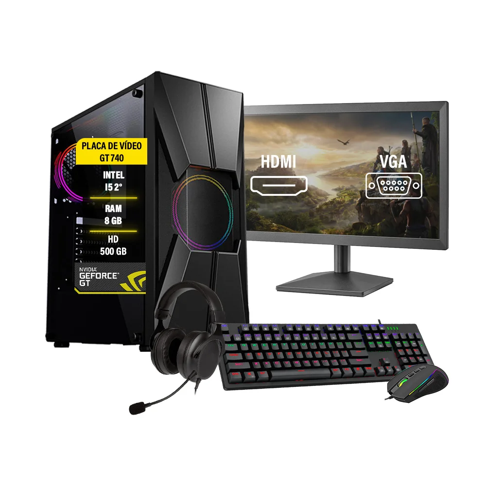 Computador Gamer Completo Aires, GT 730 4GB, 8GB, Hd 500GB, Wi-fi