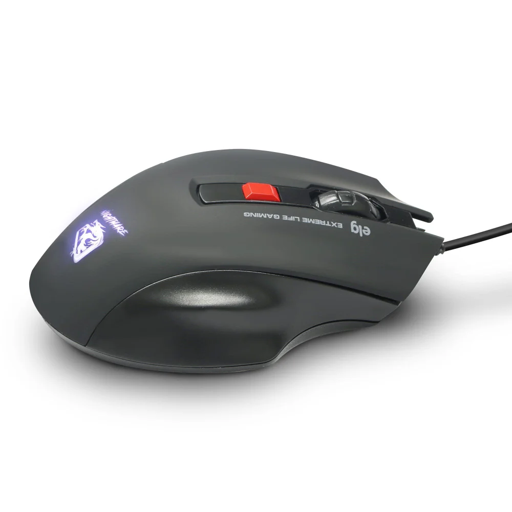 Mouse Gamer ELG Nightmare, Com Fio, LED em 7 cores, 4000 DPI, 6 Botões, Preto Mouse Gamer ELG Nightmare, Com Fio, LED em 7 cores, 4000 DPI, 6 Botões, Preto