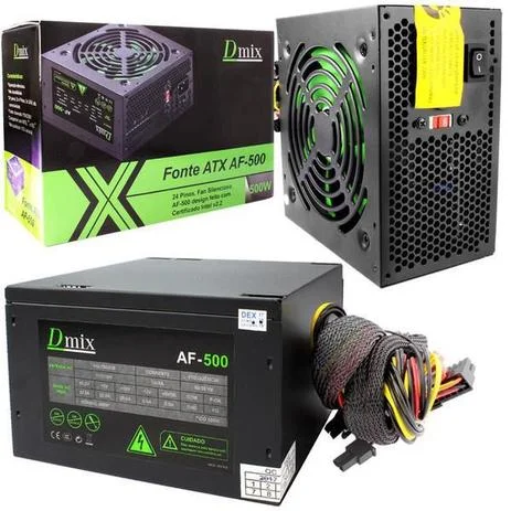Imagem 3 de 4 do produto Fonte DEX ATX Gamer, 500W Real, Bivolt, Silenciosa, Para PC, 24 Pinos