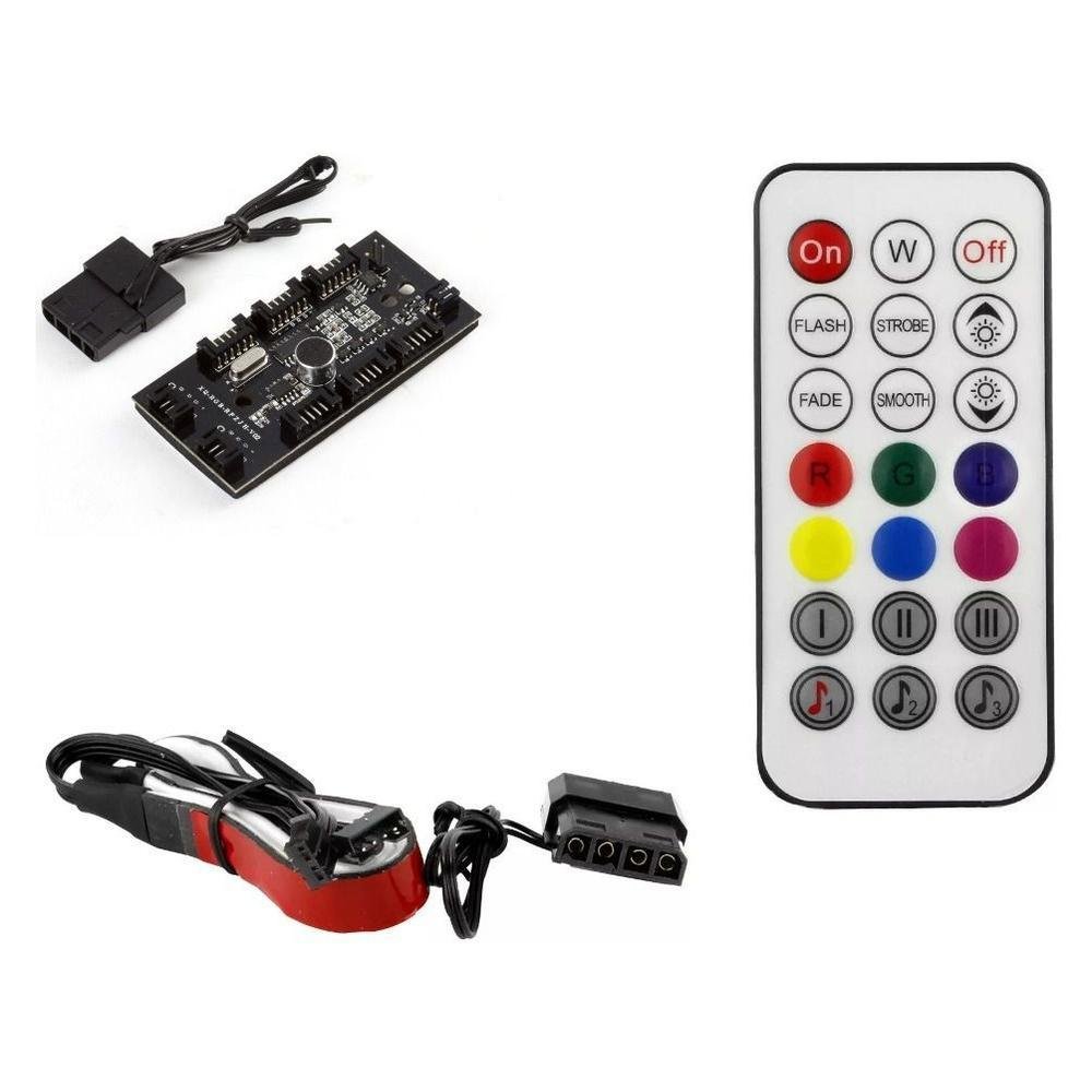 Kit Cooler FAN com 3 Unidades DEX, 120mm, RGB LED, Controladora 8
