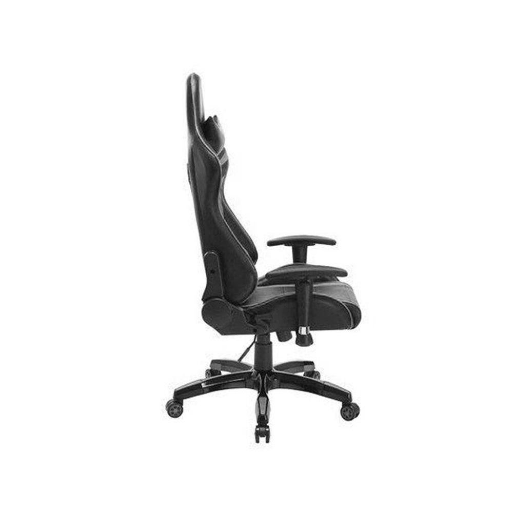 Imagem 2 de 4 do produto Cadeira Gamer Pelegrin em Couro Pu, Reclinável, Suporta até 150Kg, Preta e Cinza - Pel-3003