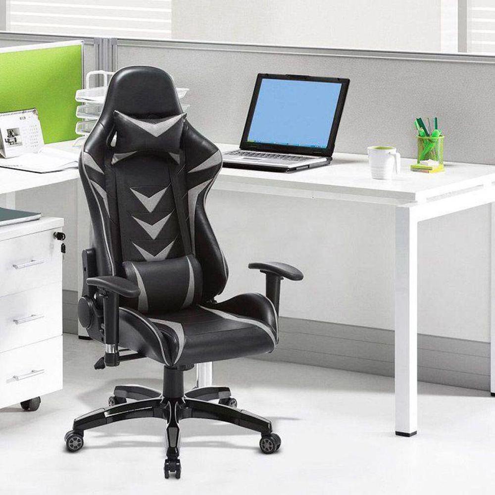 Imagem 3 de 4 do produto Cadeira Gamer Pelegrin em Couro Pu, Reclinável, Suporta até 150Kg, Preta e Cinza - Pel-3003