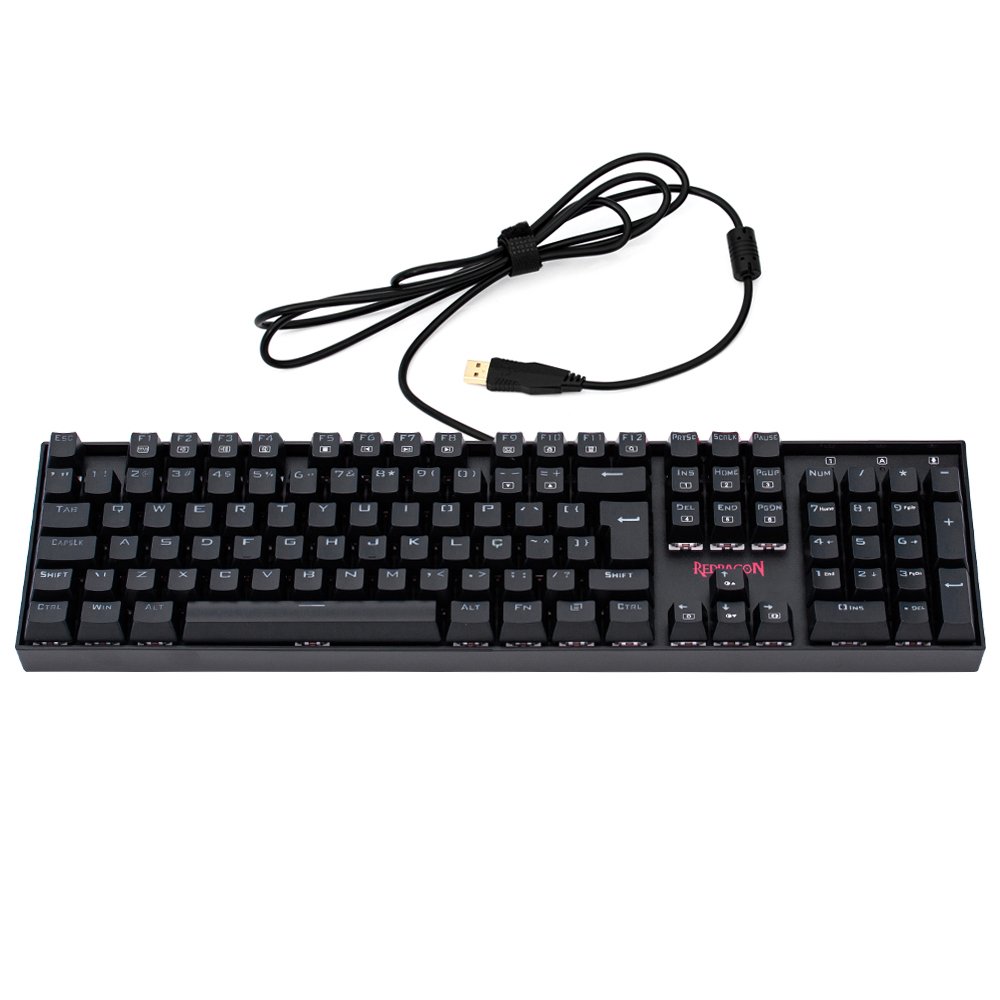Teclado Gamer Mecânico Redragon com Fio Mitra K551-1, Led Vermelho, Switch Brown, ABNT2