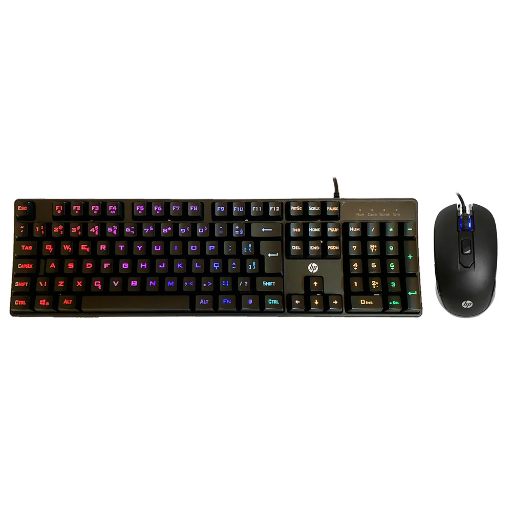 Kit Teclado e Mouse Gamer HP USB Mecânico RGB