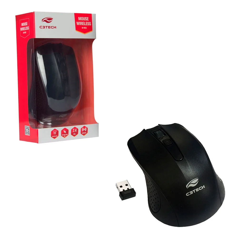 Imagem 2 de 4 do produto Mouse C3Tech Wireless, 1000 DPI, Preto - M-W20BK