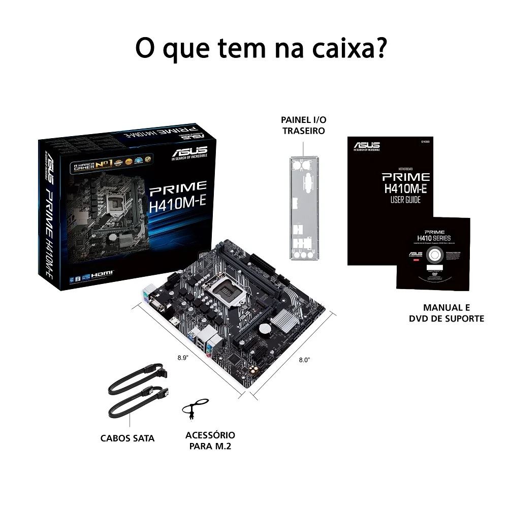 Placa-Mãe Asus Prime H410M-E, Intel LGA 1200 10ª Geração, DDR4 - DCR2020 Placa-Mãe Asus Prime H410M-E, Intel LGA 1200 10ª Geração, DDR4 - DCR2020