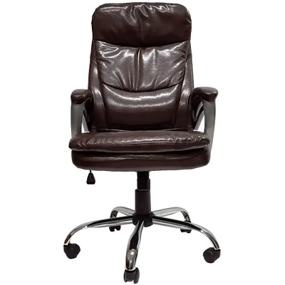 Cadeira Office Mymax Presidente Deluxe, até 120kg, Couro PU, Giratória, Tabaco